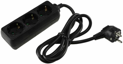 Schutzkontakt-Steckdosenleiste 3-fach 3600W, 1,4mKabel, schwarz