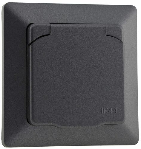 MILOS Schutzkontakt-Steckdose IP44 250V~/ 16A, inkl. Rahmen, UP, Anthrazit