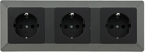 MILOS Set 3 Steckdo.+ 3-fach Rahmen 250V~/ 16A, Klemmanschluss, Anthrazit