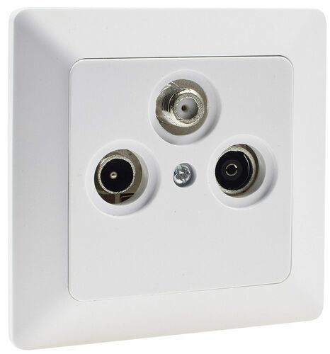 MILOS Antennendose TV+Radio+Sat inkl. Rahmen, UP, wei� matt