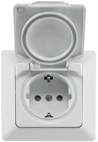 MILOS Schutzkontakt-Steckdose IP44 250V~/ 16A, inkl. Rahmen, UP, wei� matt