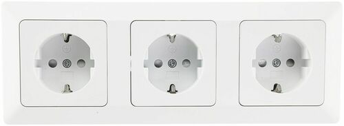 MILOS Set 3 Steckdosen + 3-fach Rahmen 250V~/ 16A, Klemmanschluss, Matt-wei�
