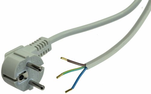 Netzkabel 1,5m, grau, 3x 0,75mm� Schutzkontakt-Stecker > blanke Enden