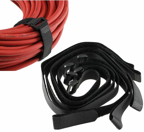 Klettband mit �se, 5er Pack 50x2cm, schwarz