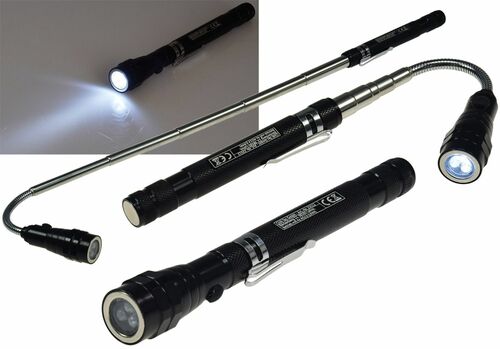 Teleskop Pick-Up Werkzeug mit LED Je 1 Magnet Kopf+Fu�, Schwanenhals