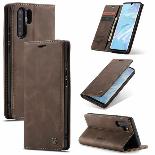 Handy H�lle Schutz Tasche f�r Huawei P30 Pro Cover Wallet Etui Braun