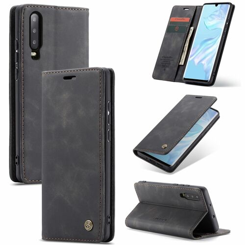 Handy H�lle Schutz Tasche f�r Huawei P30 Cover Wallet Etui Schwarz