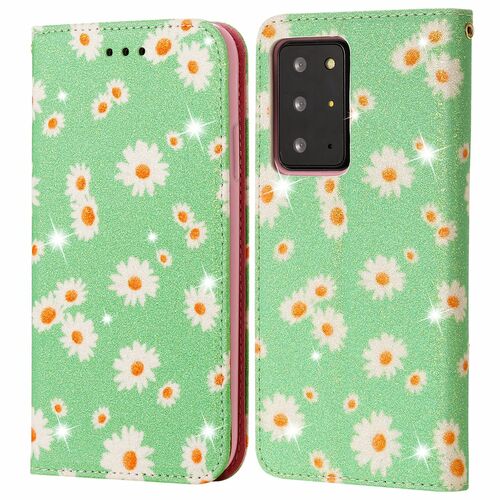 Samsung Galaxy Note 20 Ultra Tasche Handy H�lle Schutz Cover mit Kartenfach Glitzer Gr�n