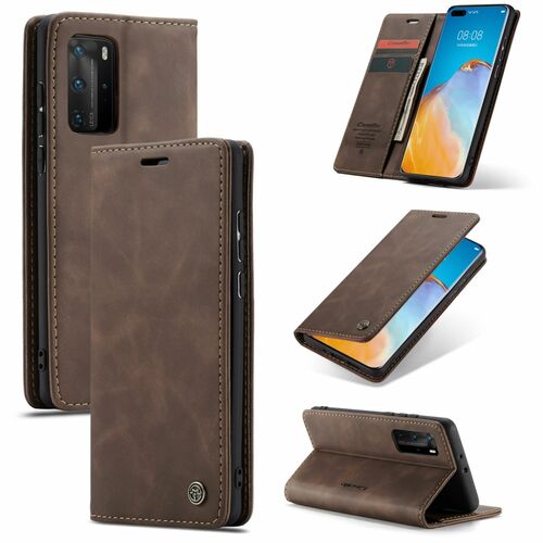 Handy H�lle Schutz Tasche f�r Huawei P40 Pro Cover Wallet Etui Braun