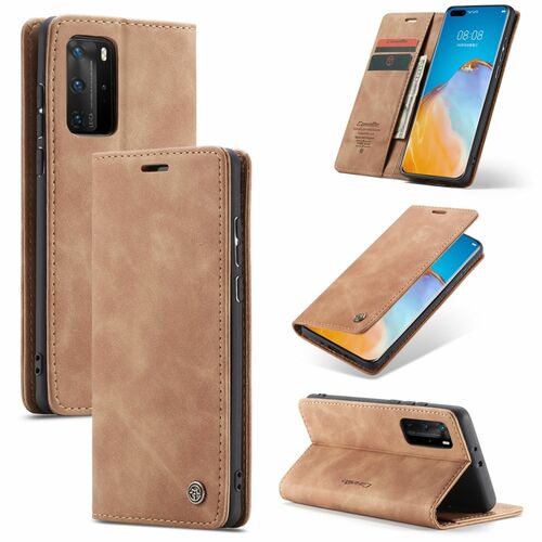Handy H�lle Schutz Tasche f�r Huawei P40 Pro Cover Wallet Etui Braun