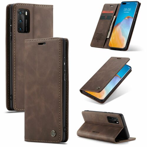 Handy H�lle Schutz Tasche f�r Huawei P40 Cover Wallet Etui Braun