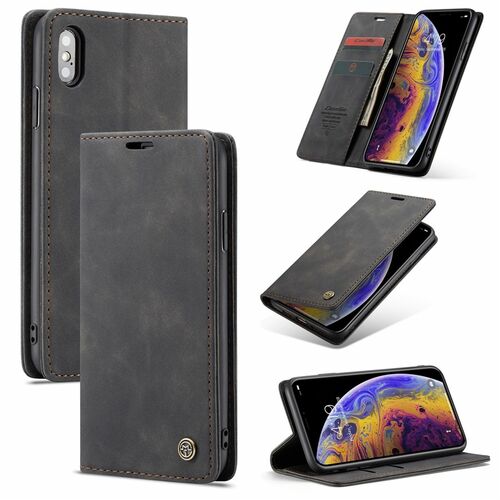 Handy H�lle Schutz Tasche f�r Apple iPhone X / XS Cover Wallet Etui Schwarz