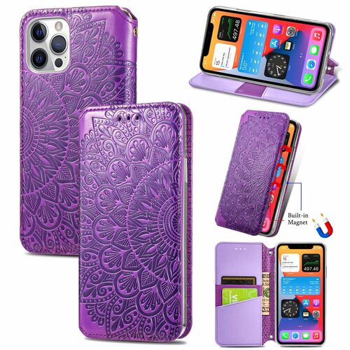 Apple iPhone 12 Pro Max Handyh�lle Schutztasche Case Cover Mandala Violett