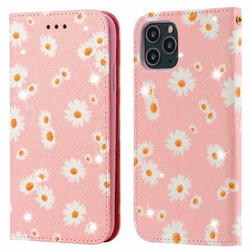 Apple iPhone 11 Pro Tasche Handy H�lle Schutz Cover mit Kartenfach Glitzer Rosa
