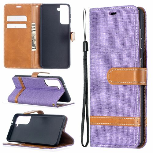 Samsung Galaxy S21 Handy H�lle Schutz-Tasche Case Cover Kartenfach Etuis Violett