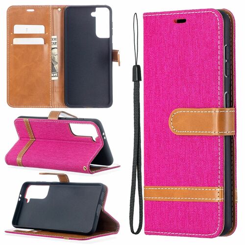 Samsung Galaxy S21 Handy H�lle Schutz-Tasche Case Cover Kartenfach Etuis Pink