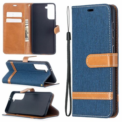 Samsung Galaxy S21 Handy H�lle Schutz-Tasche Case Cover Kartenfach Etuis Blau