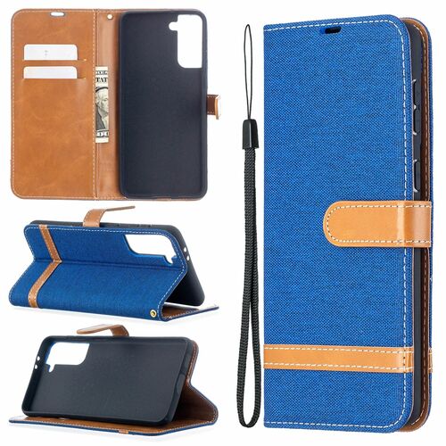 Samsung Galaxy S21 Plus Handy H�lle Schutz-Tasche Case Cover Kartenfach Etuis Blau