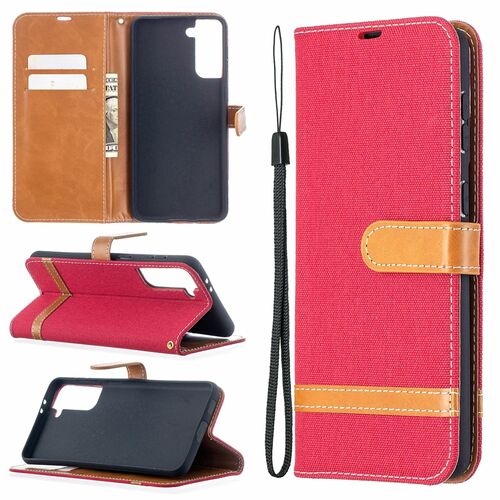 Samsung Galaxy S21 Plus Handy H�lle Schutz-Tasche Case Cover Kartenfach Etuis Rot