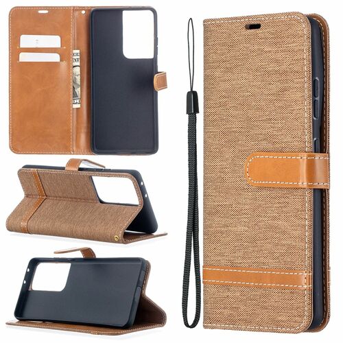 Samsung Galaxy S21 Ultra Handy H�lle Schutz-Tasche Case Cover Kartenfach Etuis Braun