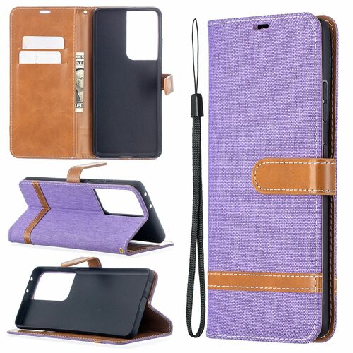 Samsung Galaxy S21 Ultra Handy H�lle Schutz-Tasche Case Cover Kartenfach Etuis Violett