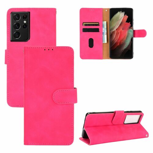 Samsung Galaxy S21 Ultra Tasche Handy H�lle Schutz-Cover Flip-Case mit Kartenfach Pink