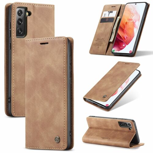 Handy H�lle Schutz Tasche f�r Samsung Galaxy S21 Cover Wallet Etui Braun