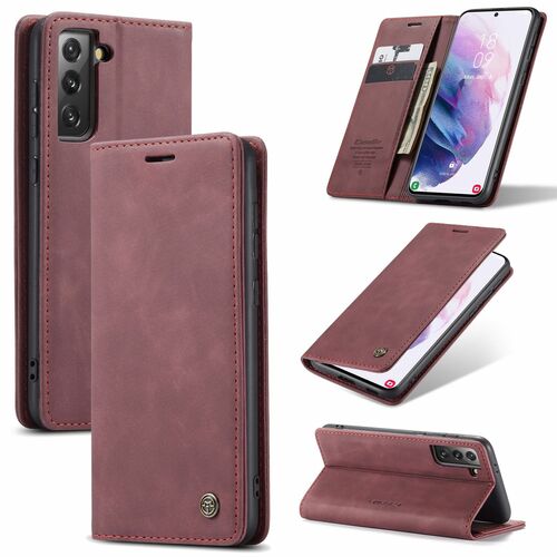 Handy H�lle Schutz Tasche f�r Samsung Galaxy S21 Plus Cover Wallet Etui Rot