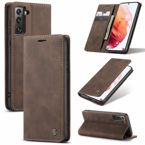Handy H�lle Schutz Tasche f�r Samsung Galaxy S21 Plus Cover Wallet Etui Braun