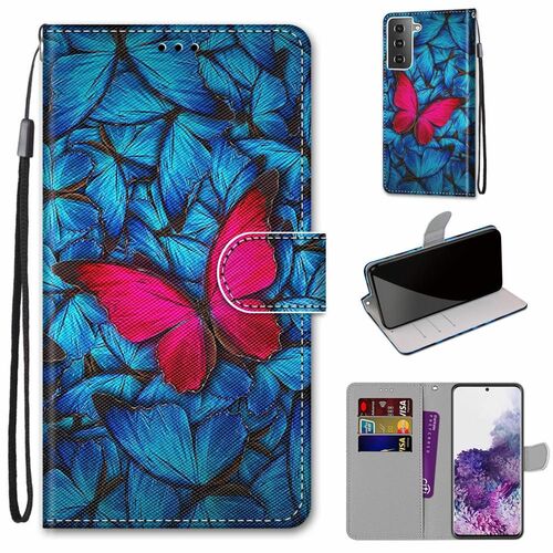 Samsung Galaxy S21 Plus Tasche Handy Hlle Schutz-Cover Flip-Case mit Kartenfach Schmetterling