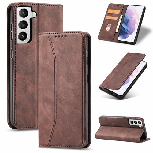 Handy H�lle Schutz Tasche f�r Samsung Galaxy S21 Plus Cover Wallet Etui Braun