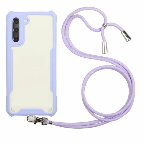 Handykette f�r Samsung Galaxy S21 Plus - Smartphone Necklace H�lle mit Band - Schnur mit Case zum umh�ngen in Violett
