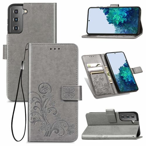 Samsung Galaxy S21 Handy H�lle Schutz-Tasche Cover Flip-Case Kartenfach Grau