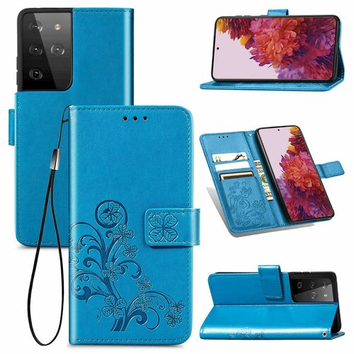 Samsung Galaxy S21 Ultra Handy H�lle Schutz-Tasche Cover Flip-Case Kartenfach Blau