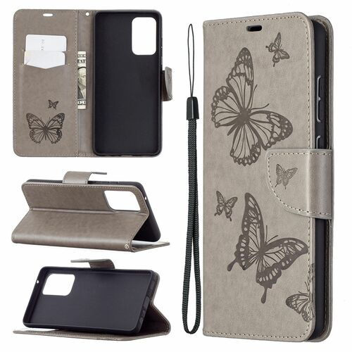 Samsung Galaxy A72 5G Handyh�lle Schutztasche Case Cover Schmetterling Grau