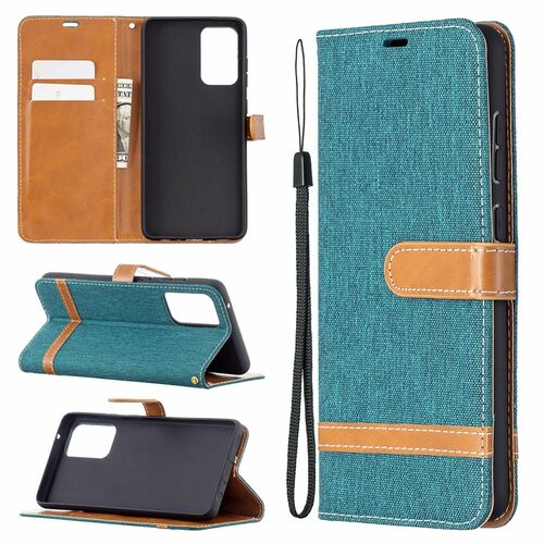 Samsung Galaxy A72 5G Handy H�lle Schutz-Tasche Case Cover Kartenfach Etuis Gr�n