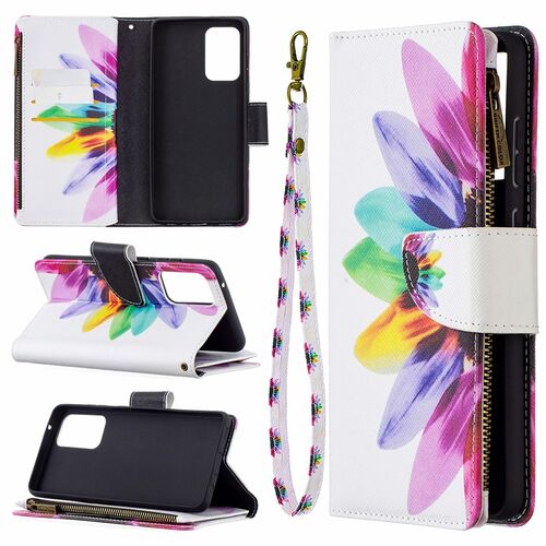 Samsung Galaxy A72 5G Tasche Handy H�lle Schutz-Cover Flip-Case mit Kartenfach Sonnenblume