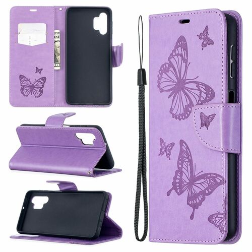 Samsung Galaxy A32 5G Handyh�lle Schutztasche Case Cover Schmetterling Violett