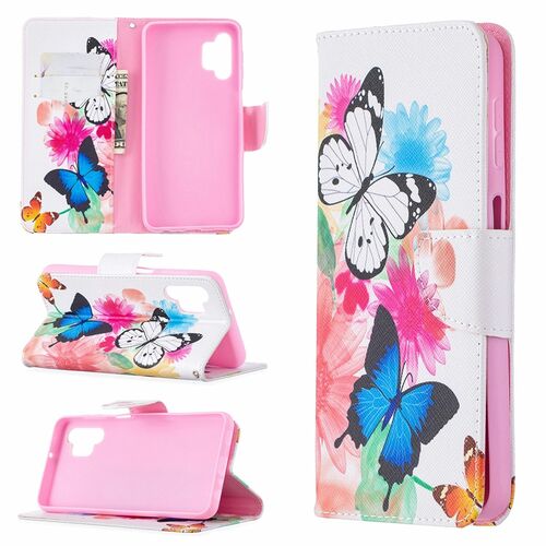 Samsung Galaxy A32 5G Tasche Handy H�lle Schutz-Cover Flip-Case mit Kartenfach Schmetterlinge
