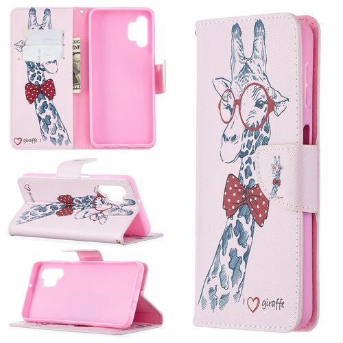 Samsung Galaxy A32 5G Tasche Handy H�lle Schutz-Cover Flip-Case mit Kartenfach Giraffe