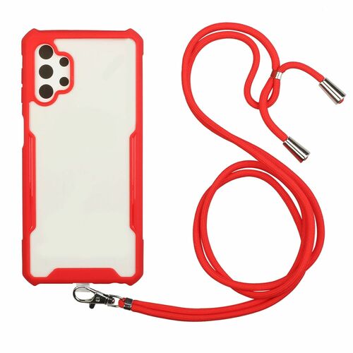Handykette f�r Samsung Galaxy A32 5G - Smartphone Necklace H�lle mit Band - Schnur mit Case zum umh�ngen in Rot