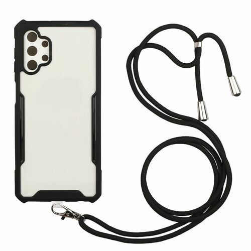 Handykette f�r Samsung Galaxy A32 5G - Smartphone Necklace H�lle mit Band - Schnur mit Case zum umh�ngen in Schwarz