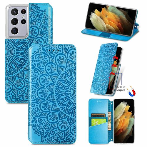 Samsung Galaxy S21 Ultra Handyh�lle Schutztasche Case Cover Mandala Blau