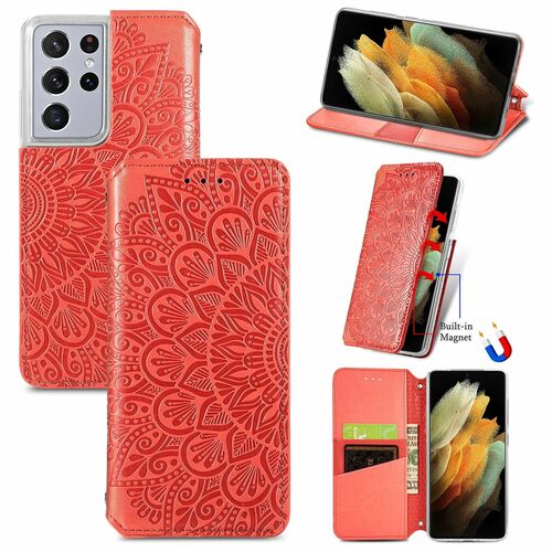 Samsung Galaxy S21 Ultra Handyh�lle Schutztasche Case Cover Mandala Rot