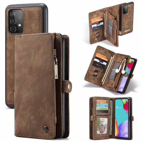 Samsung Galaxy A52 4G / 5G Schutzh�lle Geldb�rse mit Abnehmbarer Handyh�lle 11 Kartenf�cher Braun