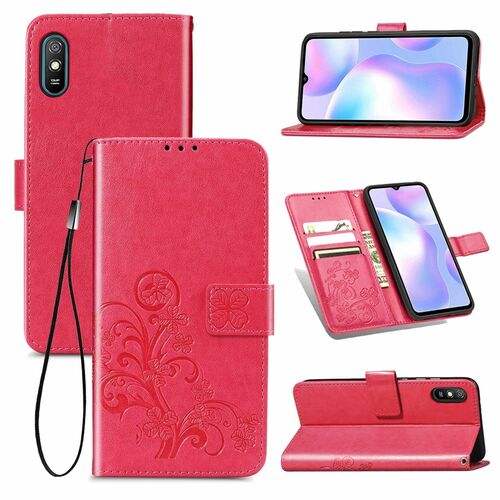 Xiaomi Redmi 9A Handy H�lle Schutz Tasche Cover Flip Case Kartenfach Pink