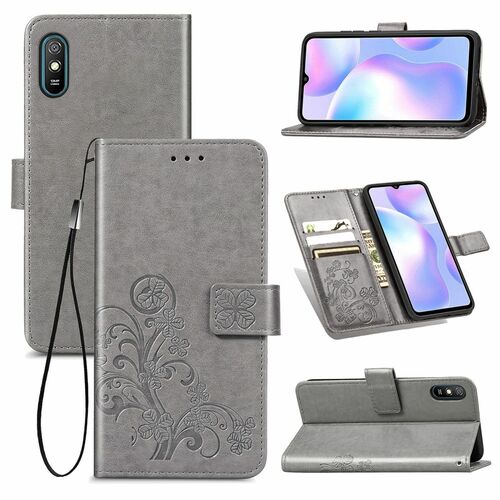 Xiaomi Redmi 9A Handy H�lle Schutz Tasche Cover Flip Case Kartenfach Grau