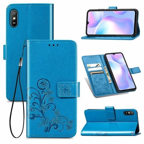 Xiaomi Redmi 9A Handy H�lle Schutz Tasche Cover Flip Case Kartenfach Blau
