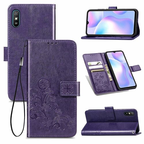 Xiaomi Redmi 9A Handy H�lle Schutz Tasche Cover Flip Case Kartenfach Violett