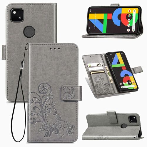 Google Pixel 4A Handy H�lle Schutz Tasche Cover Flip Case Kartenfach Grau
